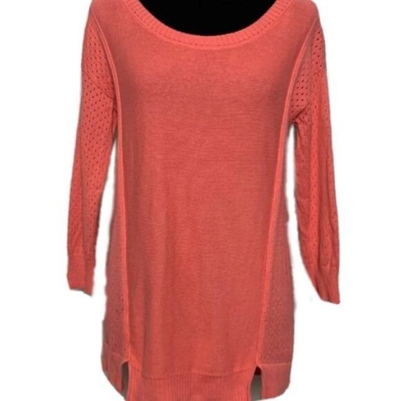 American Eagle Loose Knit Sweater Size S Tunic Length Summer Night Coral Beach - Picture 9 of 9